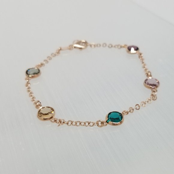 Sterling Silver Rose Gold Multi Color CZ Bracelet - Picture 4 of 4
